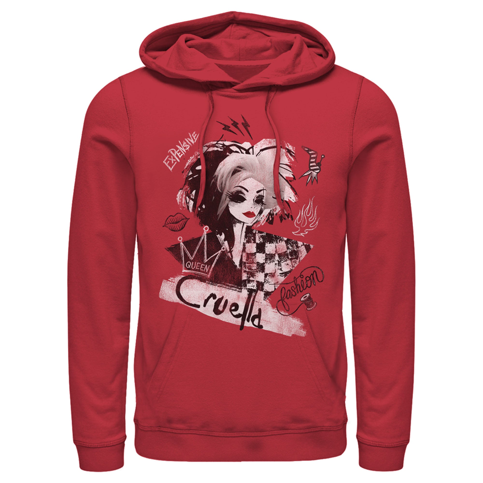 Cruella Men’S Fashion Sketch  Pull Over Hoodie