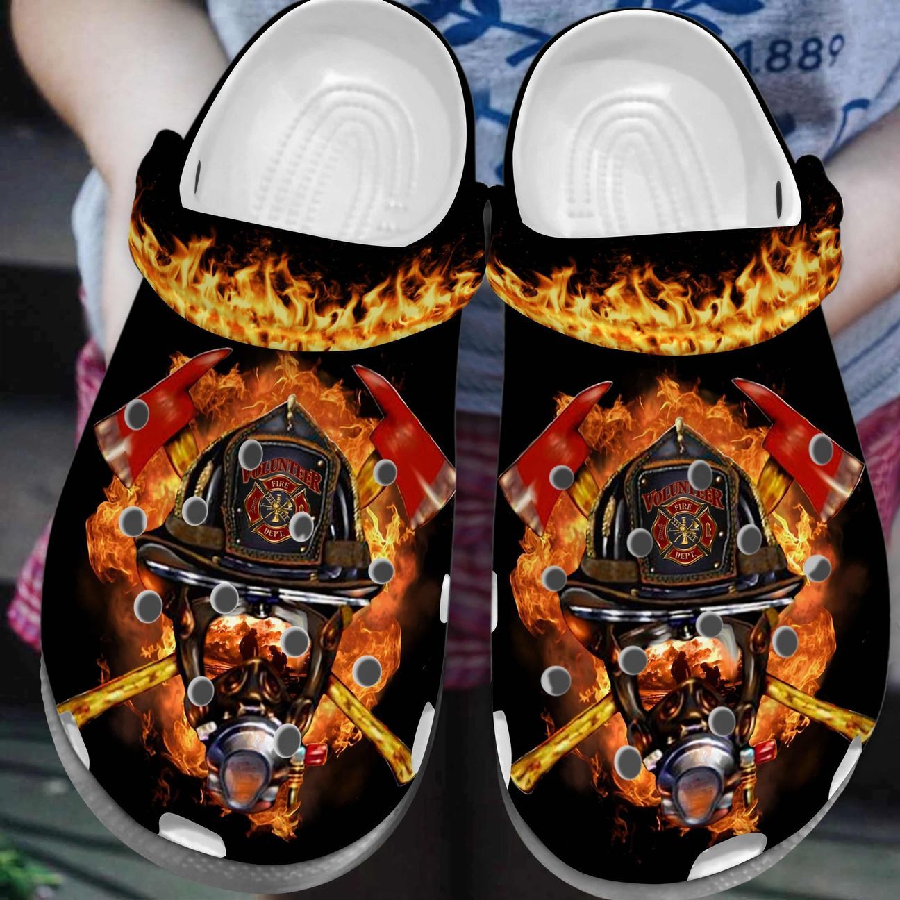 Firefighter Personalized Clog, Custom Name, Text, Color, Number Fashion Style For Women, Men, Kid, Print 3D Volunteer Firefighter