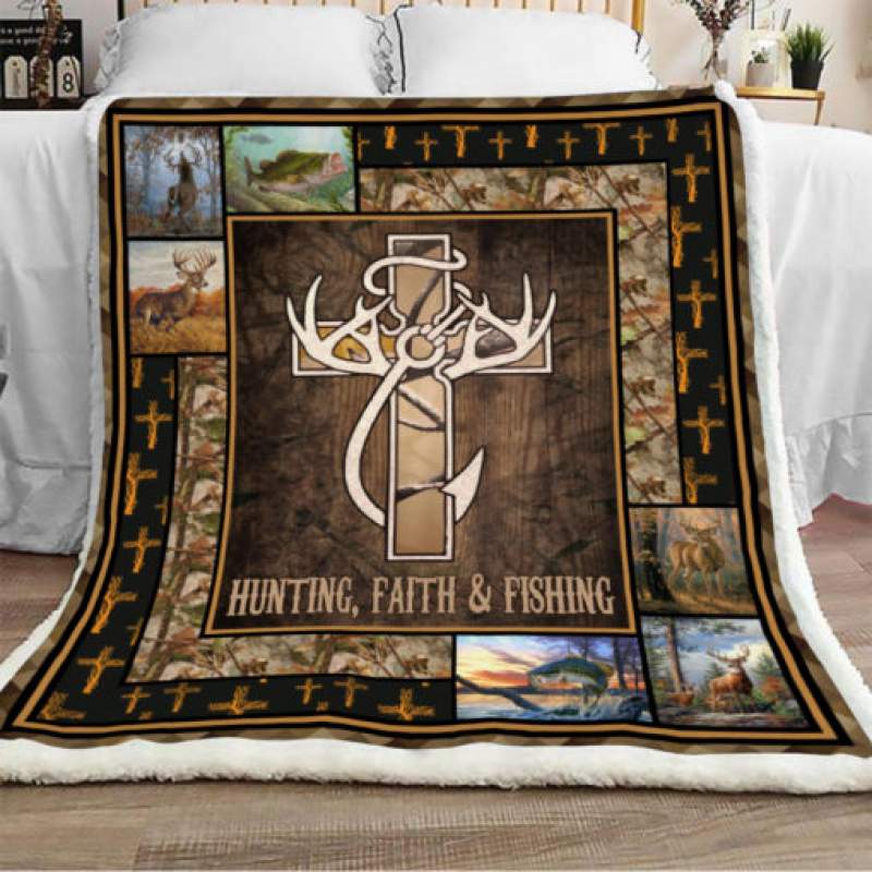 Hunting Fishing Sherpa Blanket FB0102 90O35