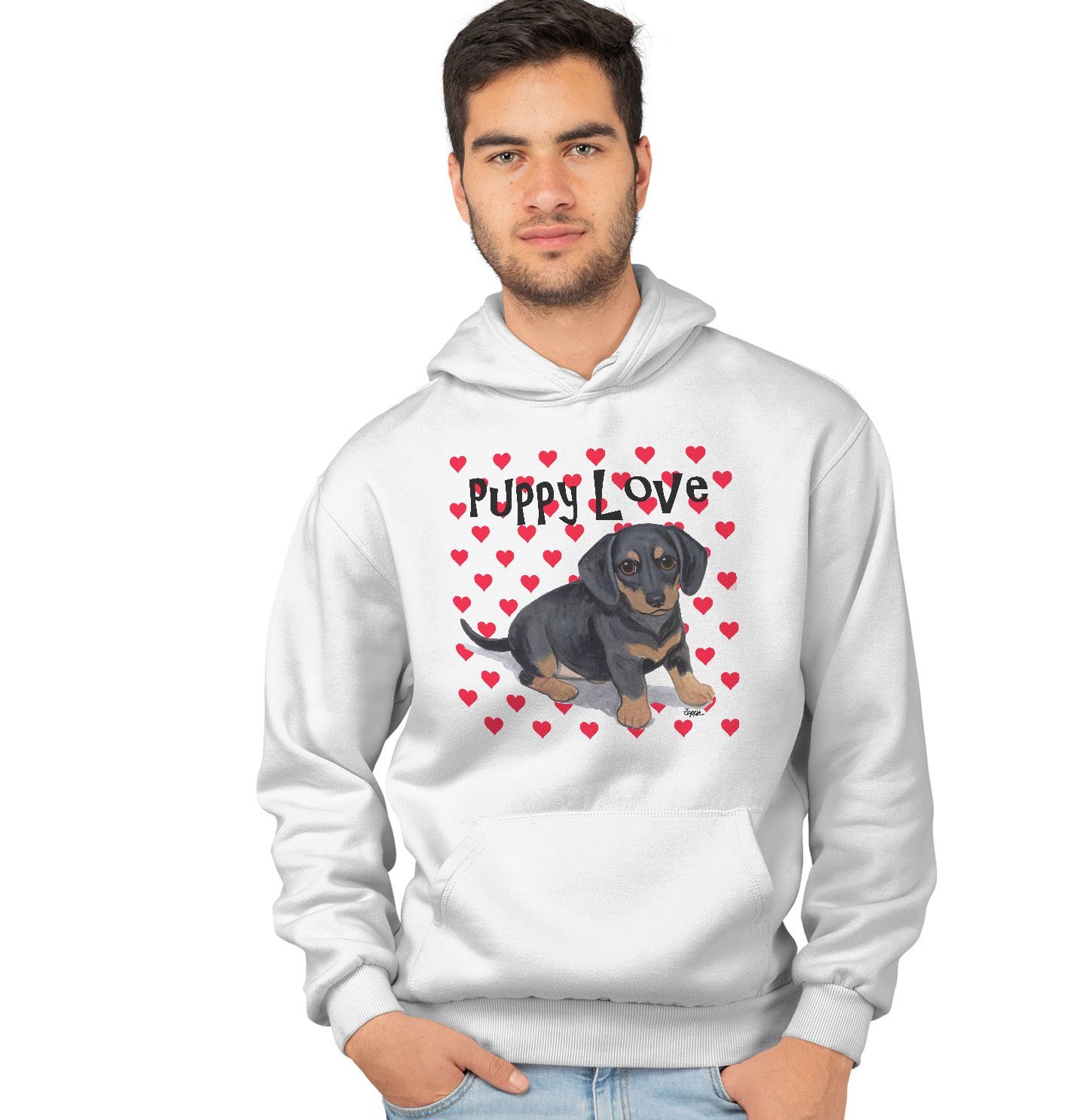 Dachshund Puppy Love – Adult Unisex Hoodie Sweatshirt