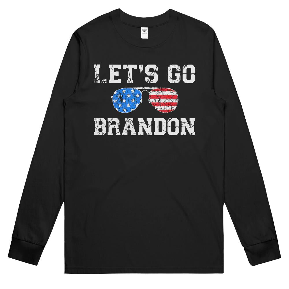 Lets Go Brandon Shirt Retro Usa Glasses Funny Men Women Long Sleeve T Shirts