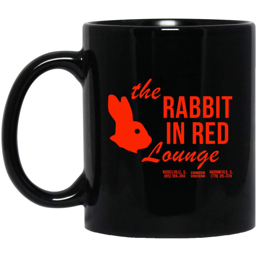 The Rabbit in Red Lounge Mug 11 oz 15 oz Black Mug