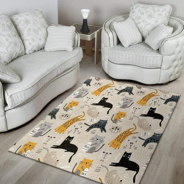 Meow Cat Print Area Rug