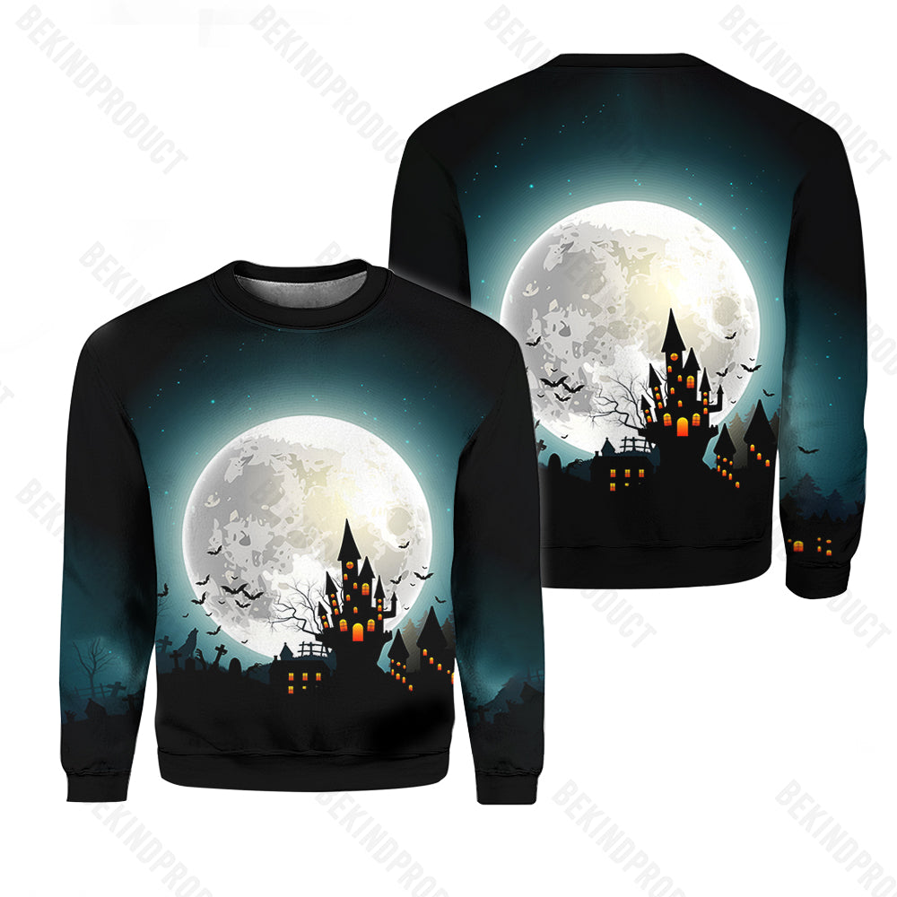 Funny Halloween House Crewneck Sweatshirt All Over Print Sweatshirt For Women Sweatshirt For Men