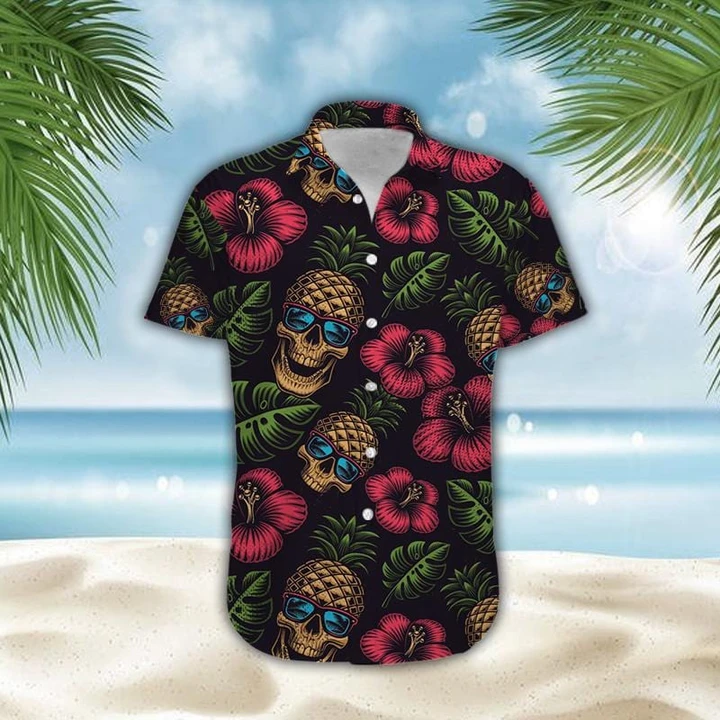 Pineapple Skull Hibiscus Hawaii Shirt Crazy Funny Hawaii Vintage Hawaii Ha16557