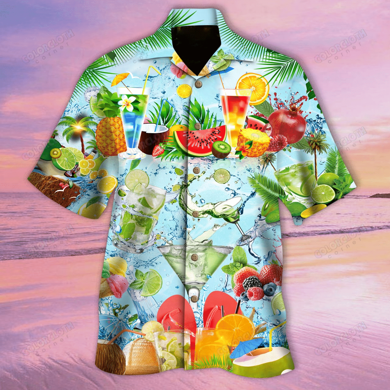 Summer Vibe With Cocktail And Fruit Unisex Hawaii Shirt Re Ha26522