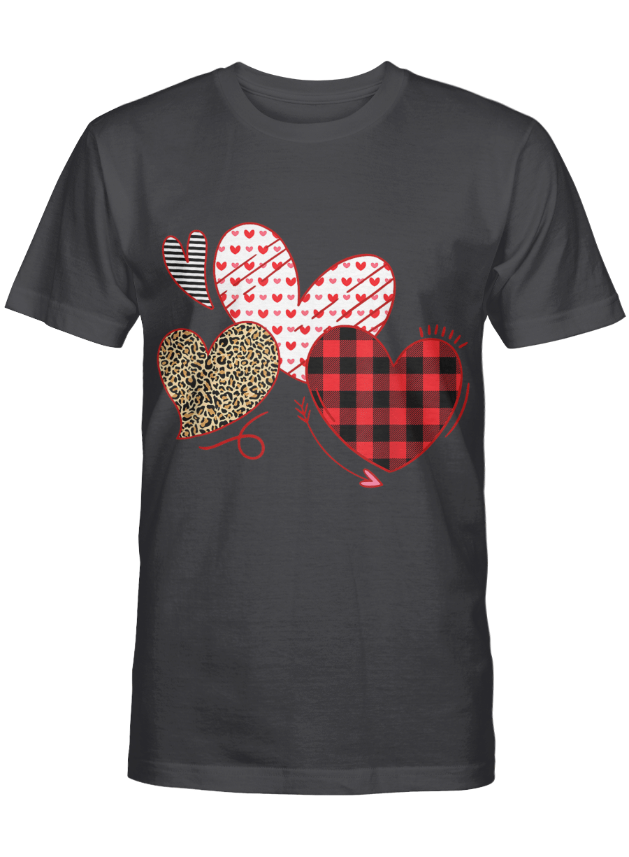 Discover Cool Girls Valentines Day Shirts Hearts Love Leopard Plaid Kids T-Shirt