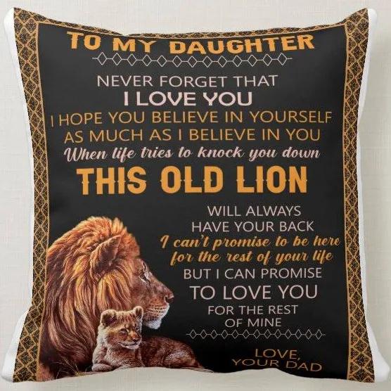 To My Daughter Lion Blanket Throw Pillow