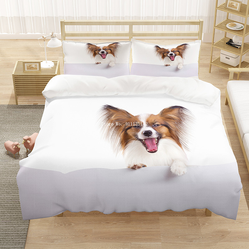 3D Puppy Print Bedding Set Comfortable Breathable Down Quilt Cover Pillowcase King Queen Size Duvet Covers