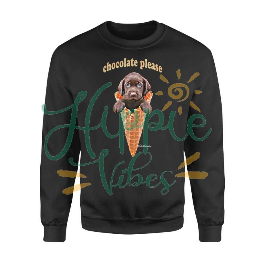 Dog gift idea Chocolate Lab Puppy Ice Cream Cone T-Shirt – Standard Fleece Sweatshirt