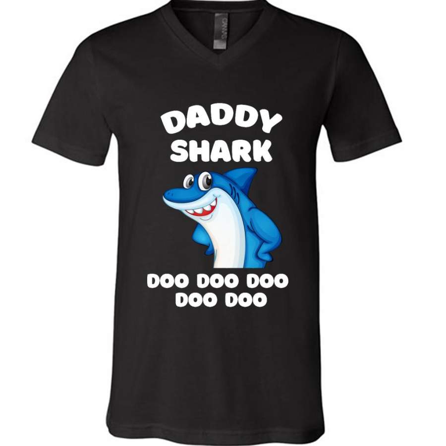 Daddy Shark Doo Doo Doo Doo Doo Doo, Father’s Day Gift – Canvas Unisex V-Neck Shirt