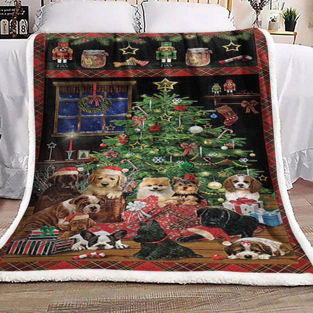 Puppy Christmas Bl1110114F Sherpa Fleece Blanket