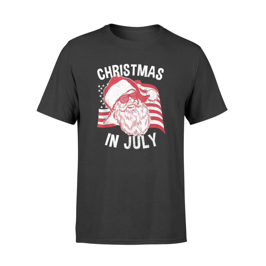 Christmas In July Shirt Hipster Santa 4th of July T-shirt – Standard T-shirt