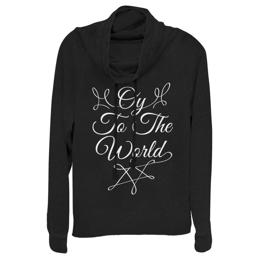 CHIN UP Junior’s Hanukkah Oy to the World Cowl Neck Sweatshirt