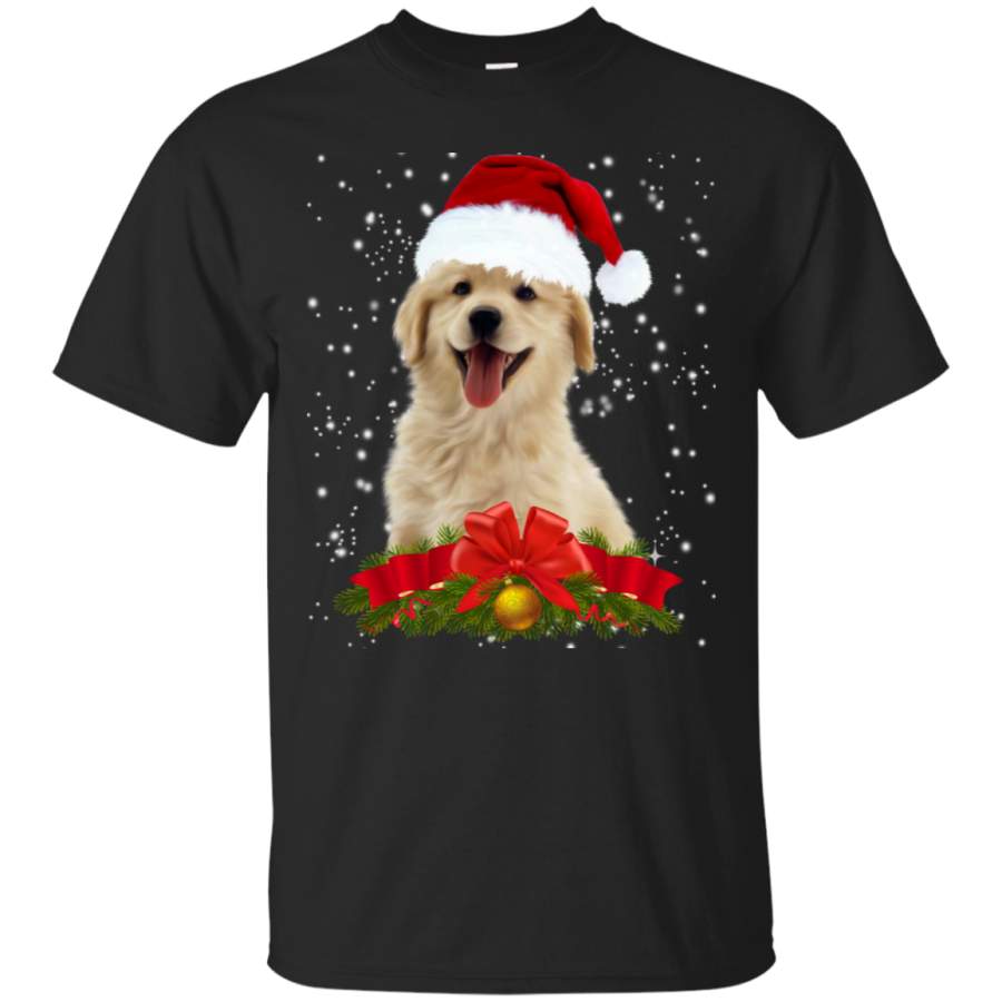 Puppy Golden Retriever In Christmas Hat Funny Xmas T-Shirt Gift Idea