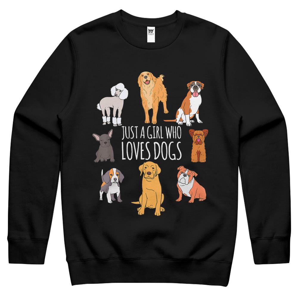 Cute Dog & Puppy Lover Gifts – Just A Girl Who Loves Dogs Crewneck Sweatshirt