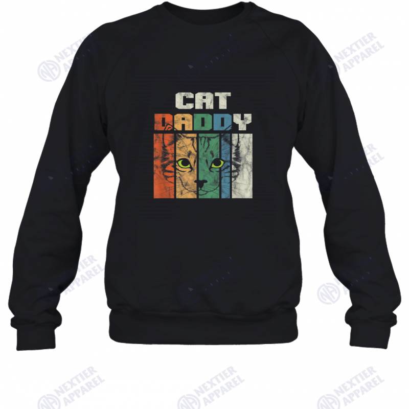 Retro Cat Dad Daddy Cool Kitten Lover Vintage Sweatshirt