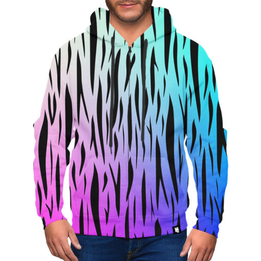 Tiger Stripes Blue Pink Zip-Up Hoodie