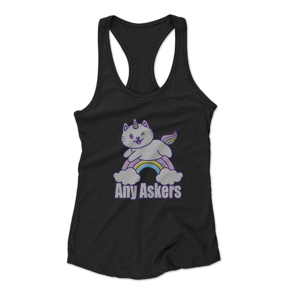 Any Askers Meauw Kitten Unicorn Pretend Woman’S Racerback Tank Top