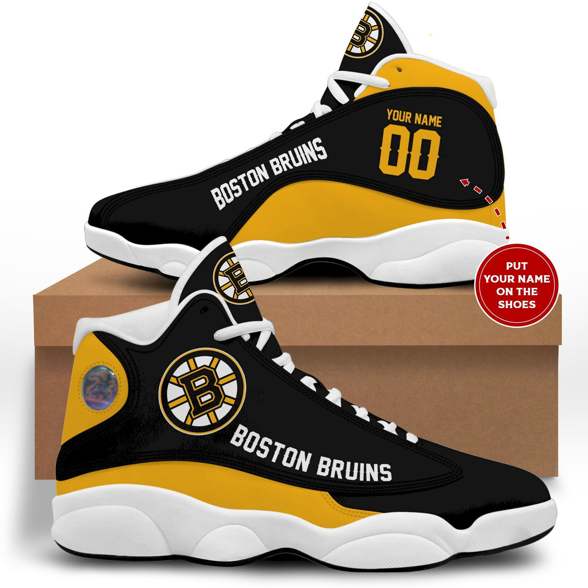 Boston Bruins Personalized Air Jordan 13 Sneakers Sport Shoes For Fans