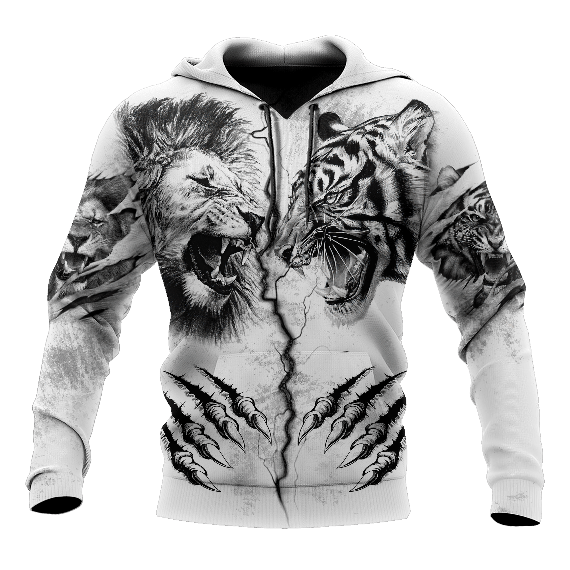 Tiger vs Lion Tattoo Hoodie #KV