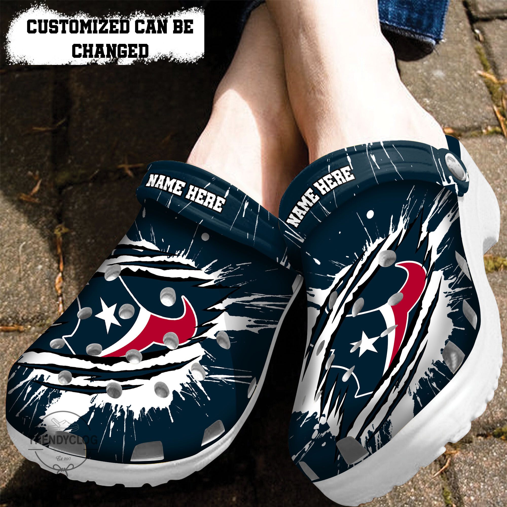 Texans Crocss Personalized Htexans Football Ripped Claw Clog Shoes For ...