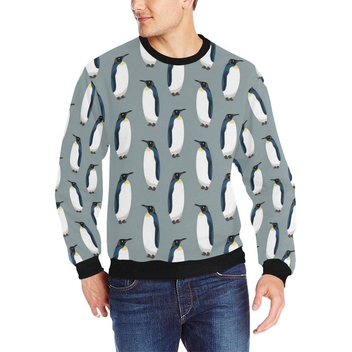 Penguin Pattern Theme Men’s Crew Neck Sweatshirt