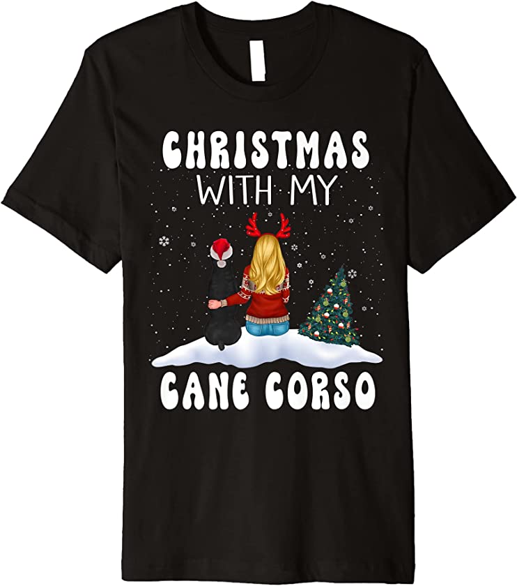 Christmas With My Cane Corso Dog Puppy Funny Xmas Premium T-Shirt