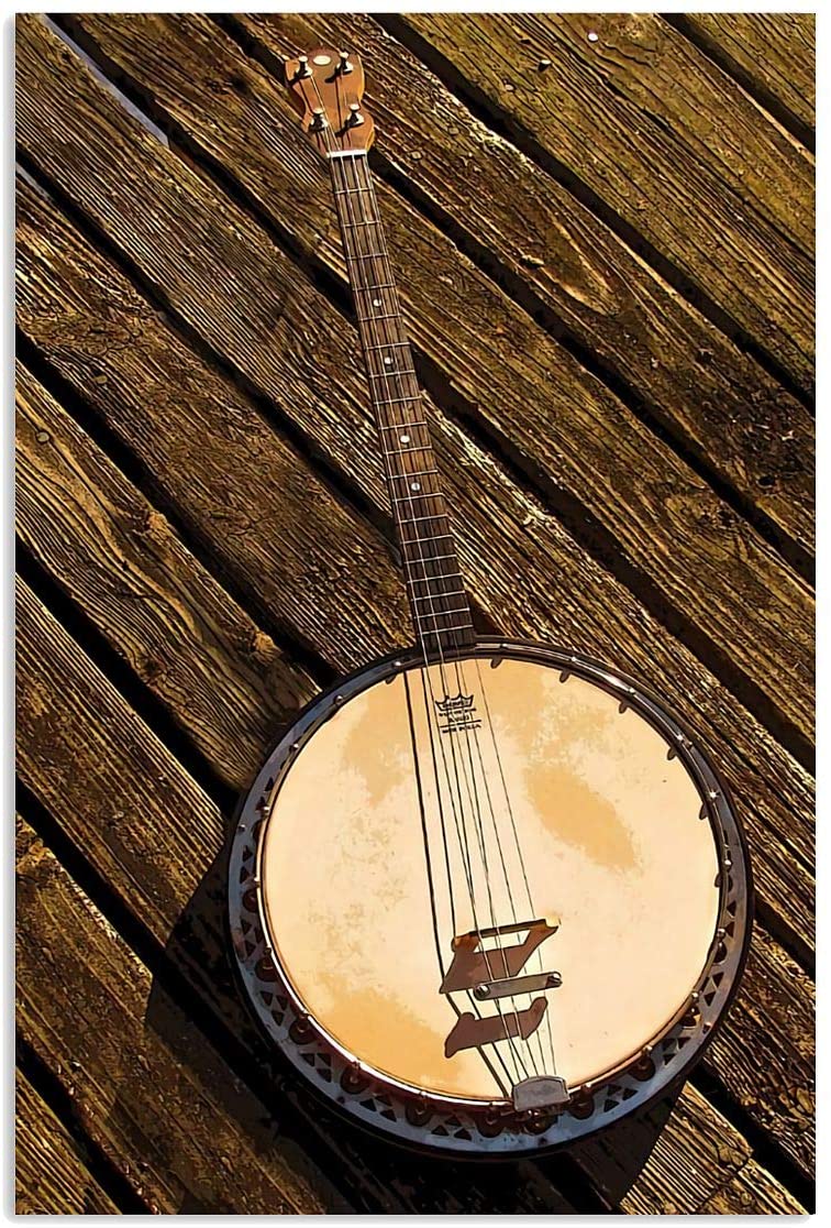 Banjo On Wood Lovely Banjoist Lover Wall Art Hanging Poster Painting Watercolor Living Classroom Home Decor No Frame Banjo Poster