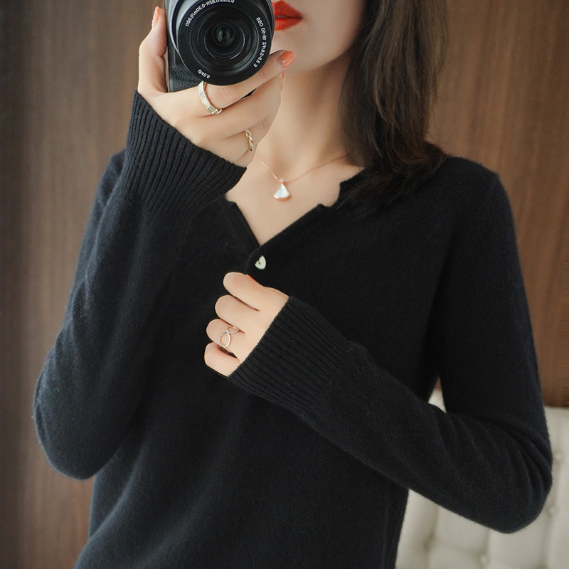 Autumn and winter new cashmere sweater women’s V-neck pullover hot sale wool knitted women’s warm top alx