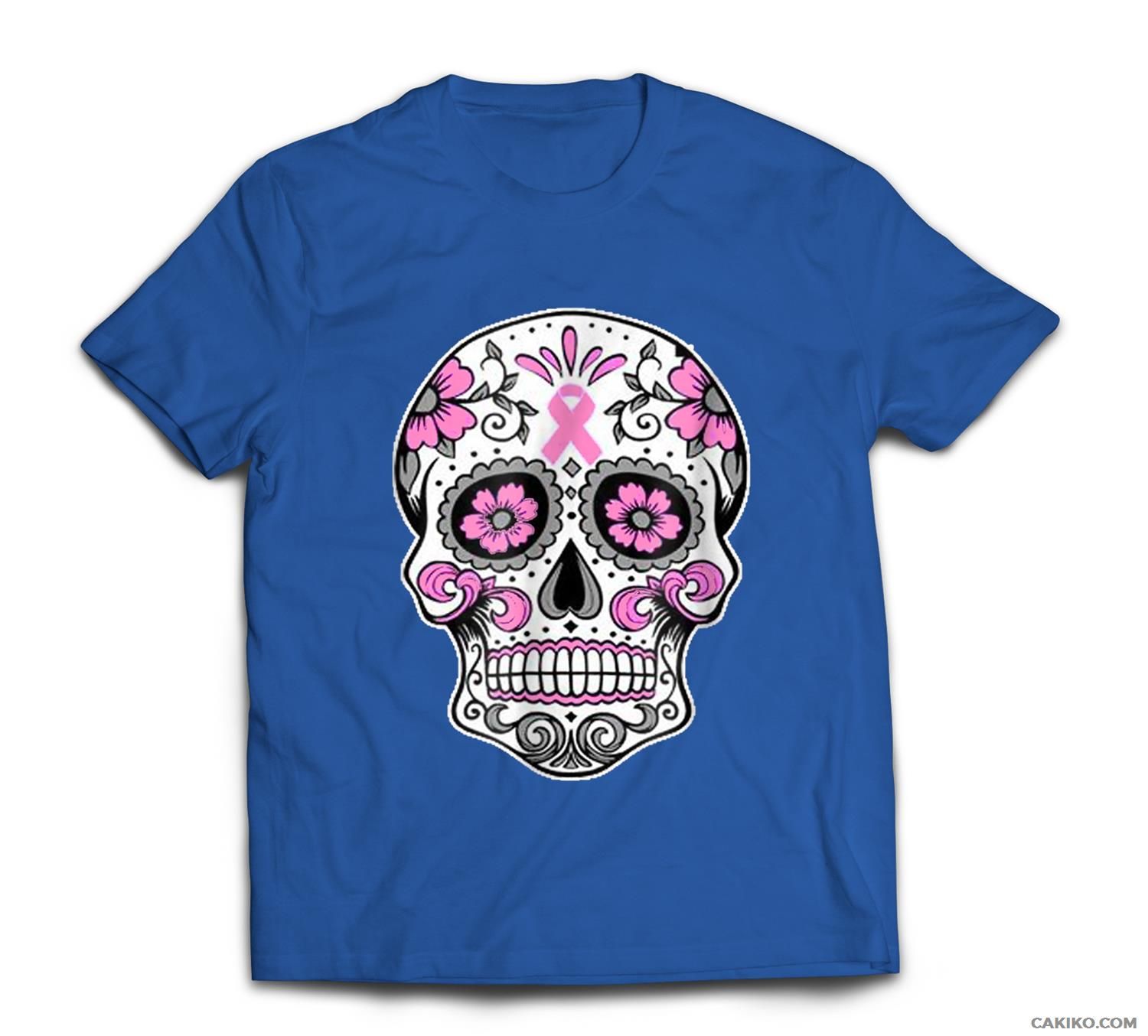 Halloween The Breast Cancer Awareness-Sugar Skull T-Shirt
