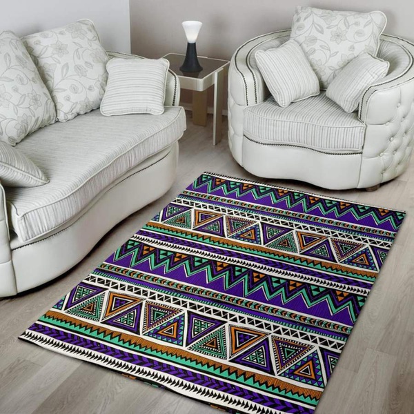 Neon Color Indian Aztec Doodle Area Rug