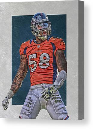 Von Miller Denver Broncos Art 1 Joe Hamilton Canvas Print