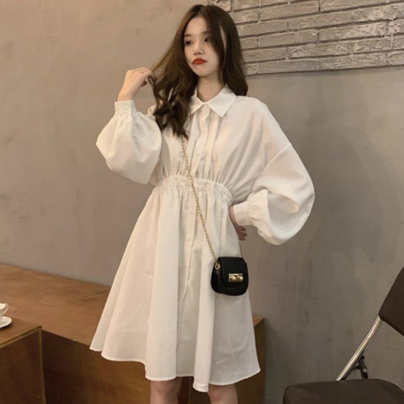 Woman Dress Long Sleeve Preppy Style Solid Sweet undefined Dresses Simple Elegant Pleated Japanese Students Womens Streetwear alx