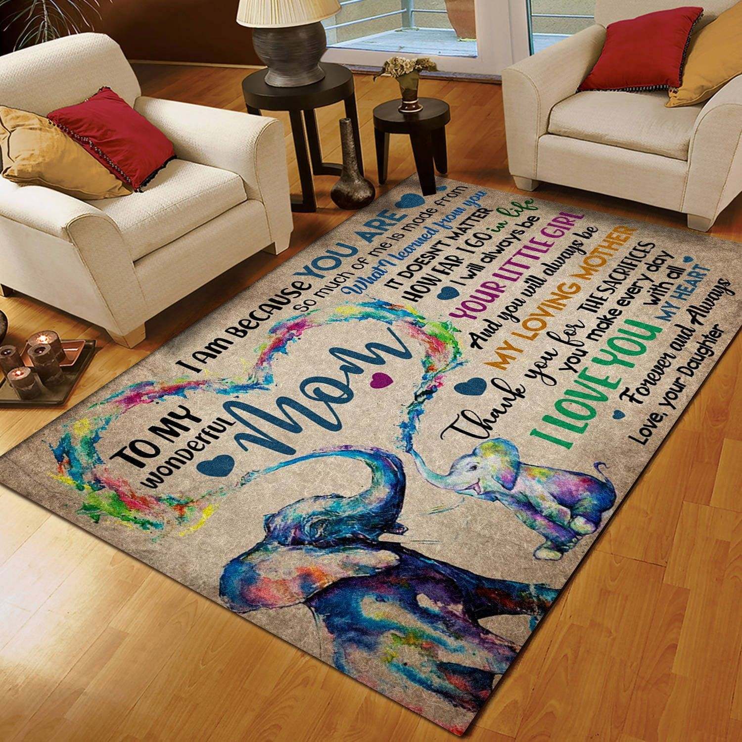 Family Elephant To My Wonderful Mom Love Your Daughter CL16110335MDR Rug