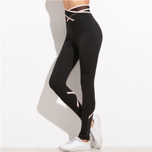 Athletic Leggings With Crisscross Waist