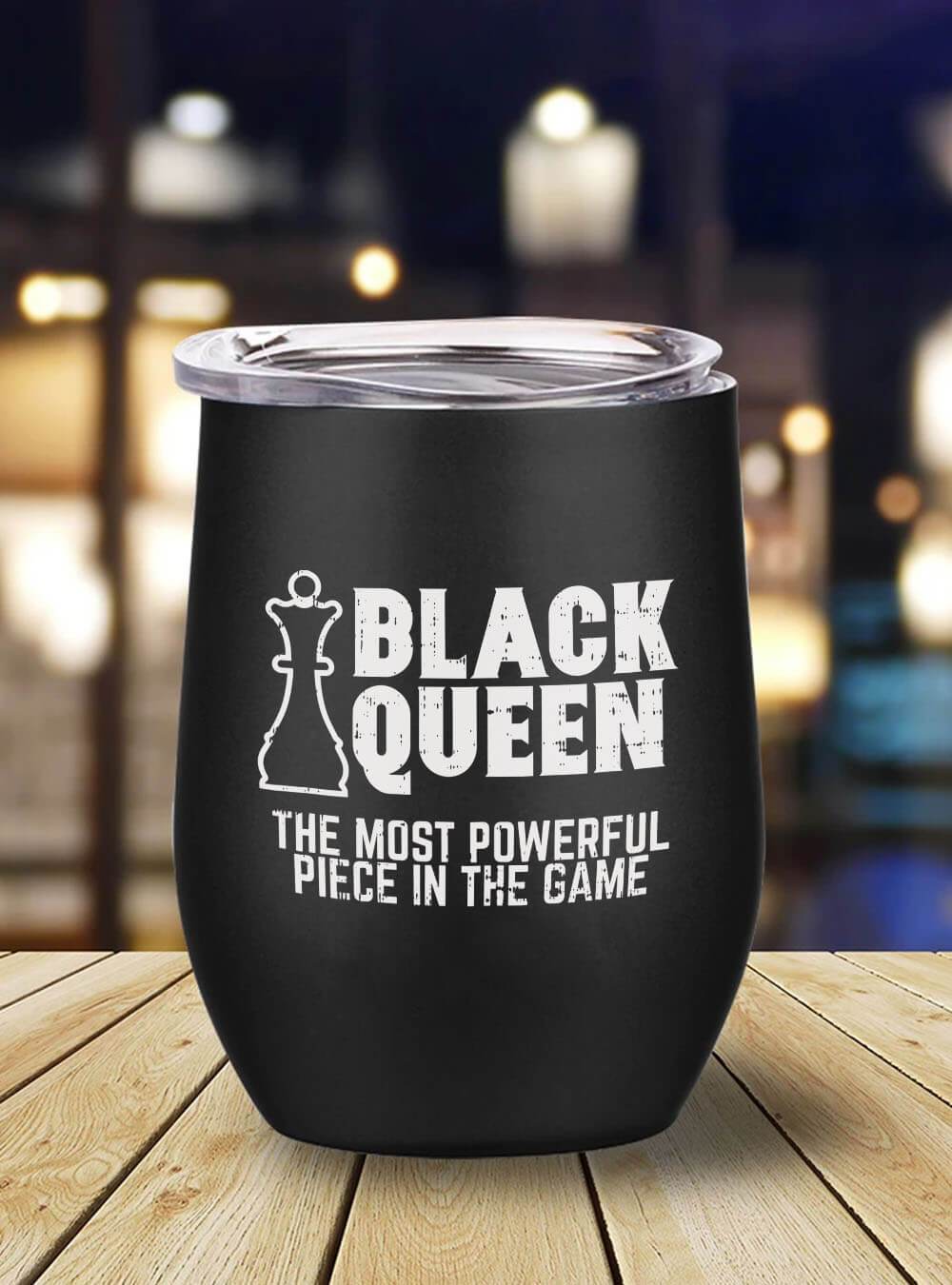 African American Tumbler Womens Black Queen Most Powerful Chess African American Women Gift Stainless Steel Wine Tumbler Mug Afrocentric Inspired Gift Ideas Bps9025