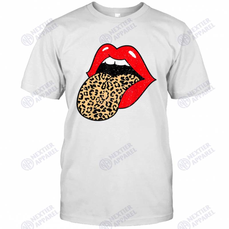 Red Lips Leopard Tongue ASM Trendy Animal Print Vintage Gift T-shirt