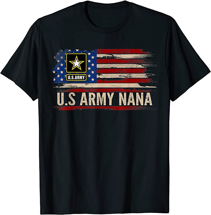 Vintage U.S Army Nana With American Flag Veteran Gift T-Shirt