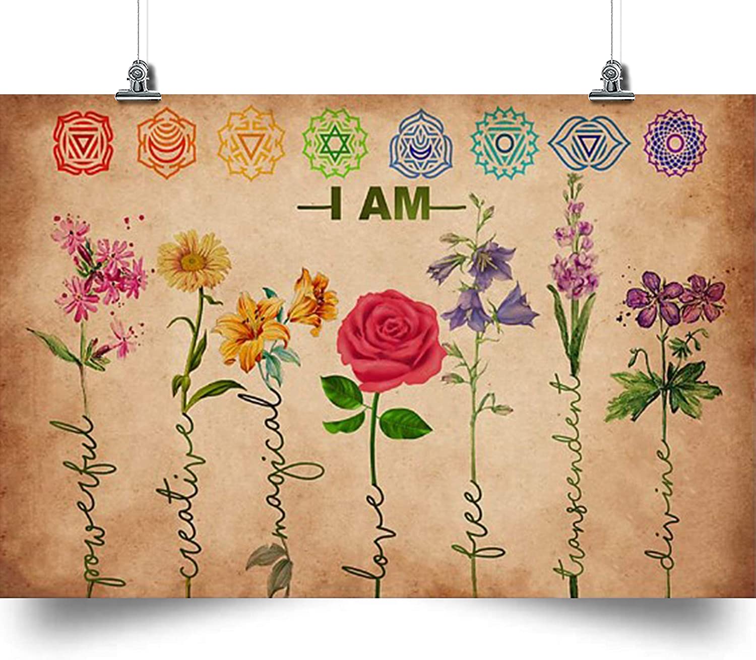 Yoga Poster – I Am Powerful Creative – Horizontal Poster – Home Decoration Poster, Wall Poster, Home And Room Decoration, Gifts For Friends And Relatives, Souvenirs.