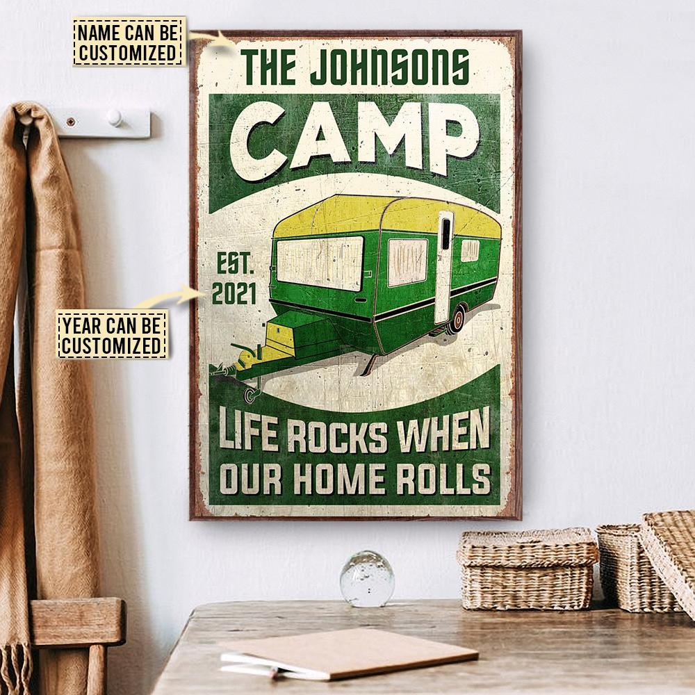 Aeticon Gifts Personalized Camp Camper Life Rocks Canvas Mom Dad Gift Home Decor