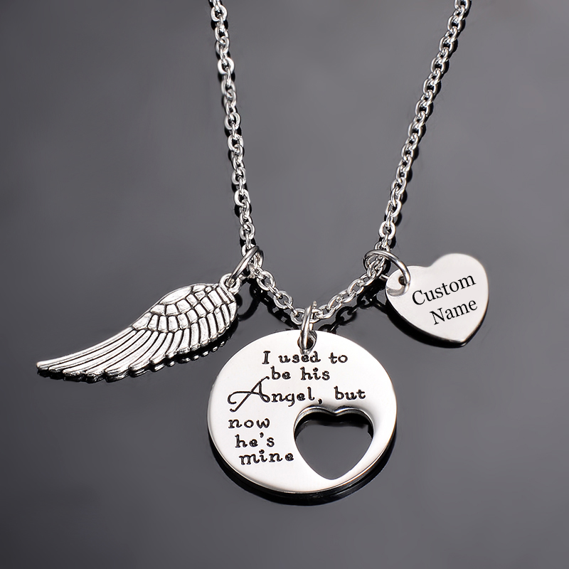 Angel Wing Charm Memorial Necklace Jewelry I Used to Be His Angel Now He’s Mine Necklace Daddy in Memory of Loved One Dad alx