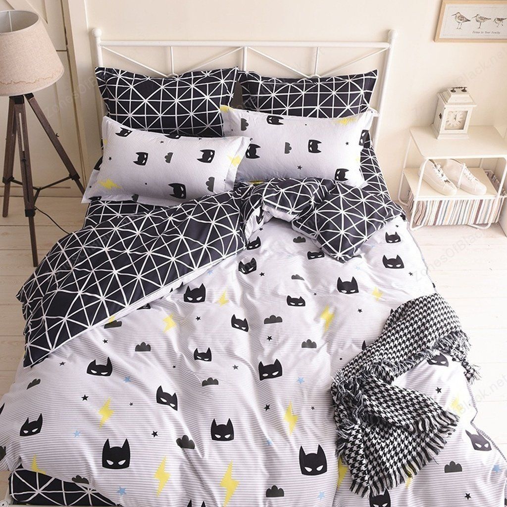 Black And White Cartoon Cat 3D Printed Bedding Set Soft Lightweight 