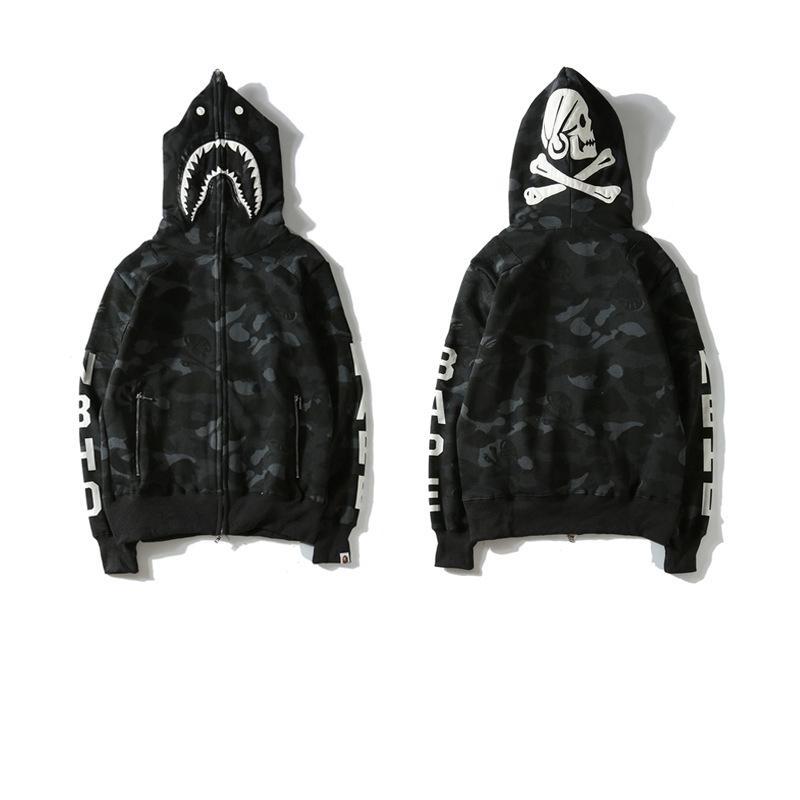 Bape Shark Hoodies 21Ss Skull Camo Full Zipper Sweatshirts