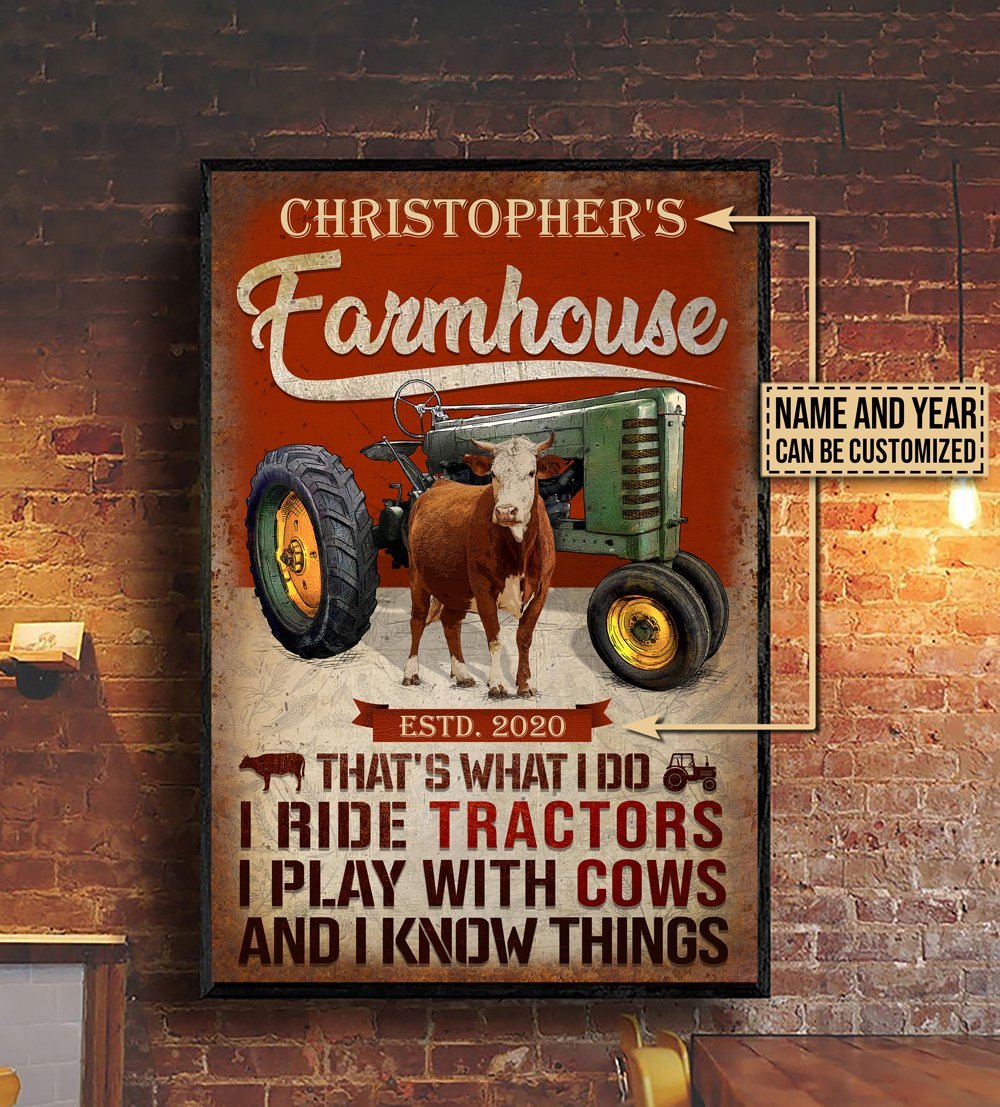 Aeticon Gifts Personalized Tractor Cow Thats What I Do Canvas Mom Dad Gift Home Decor