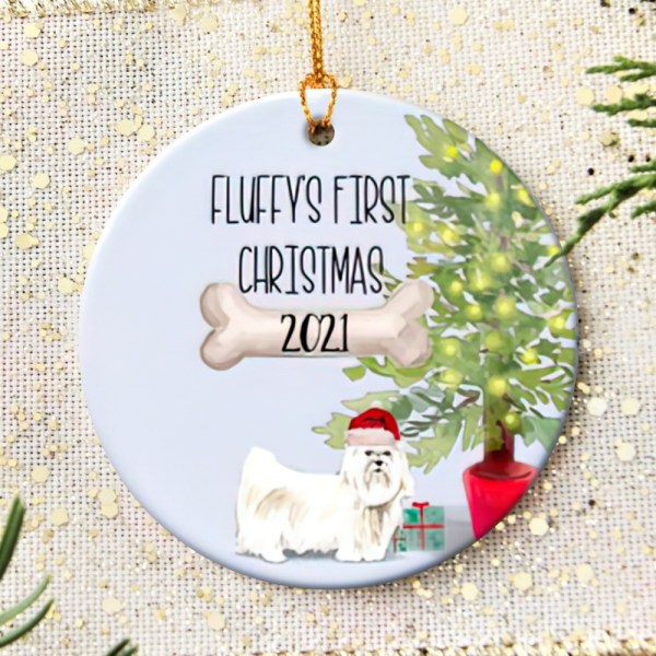 Personalized Maltese Puppy’S First Christmas Ornament, Maltese Dog Ornament