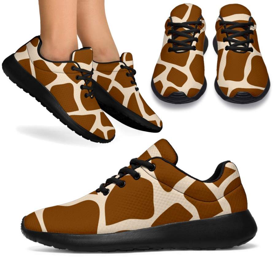 Brown Giraffe Pattern Print Sport Sneakers