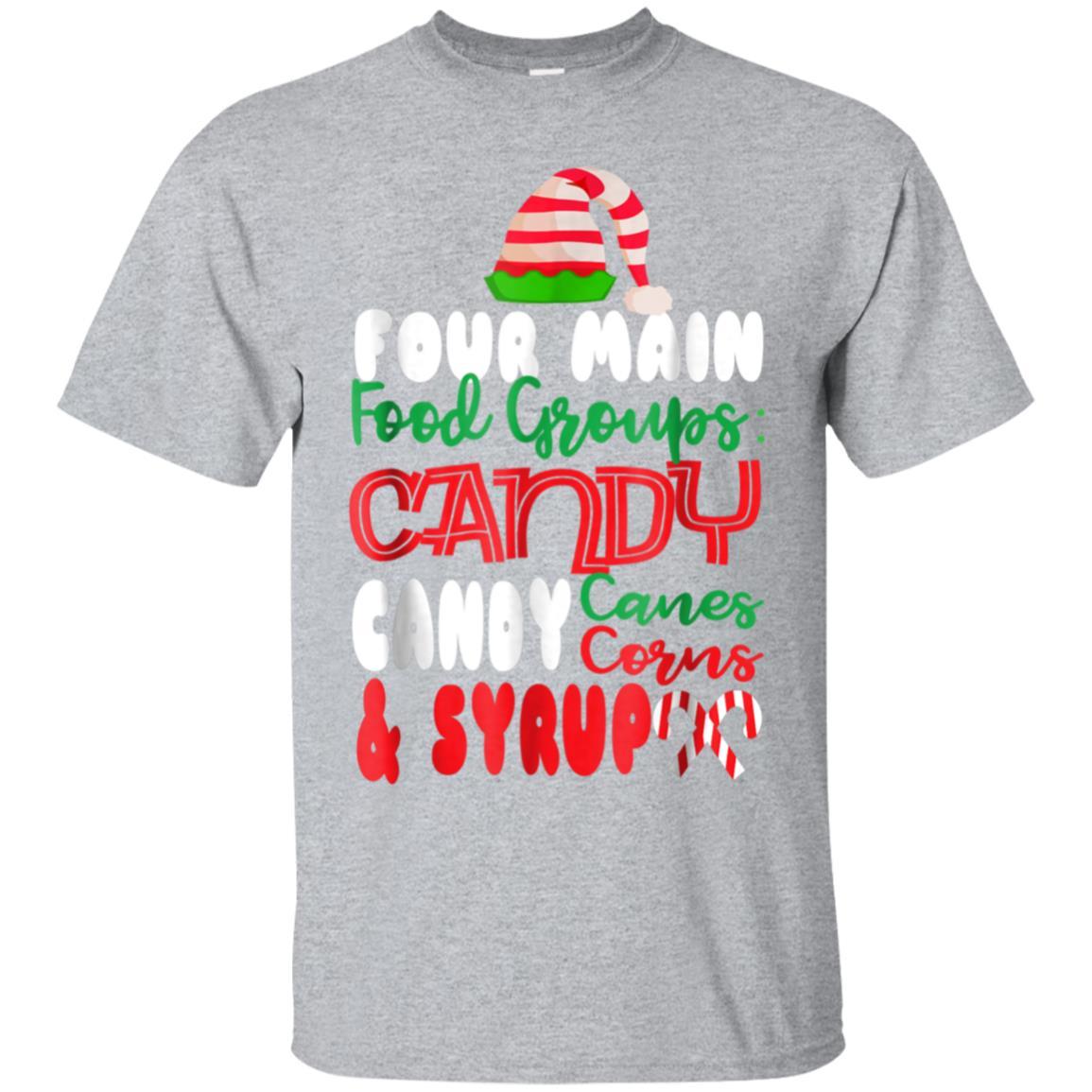 Four Main Food Groups Elf Buddy Christmas Pajama T-Shirt