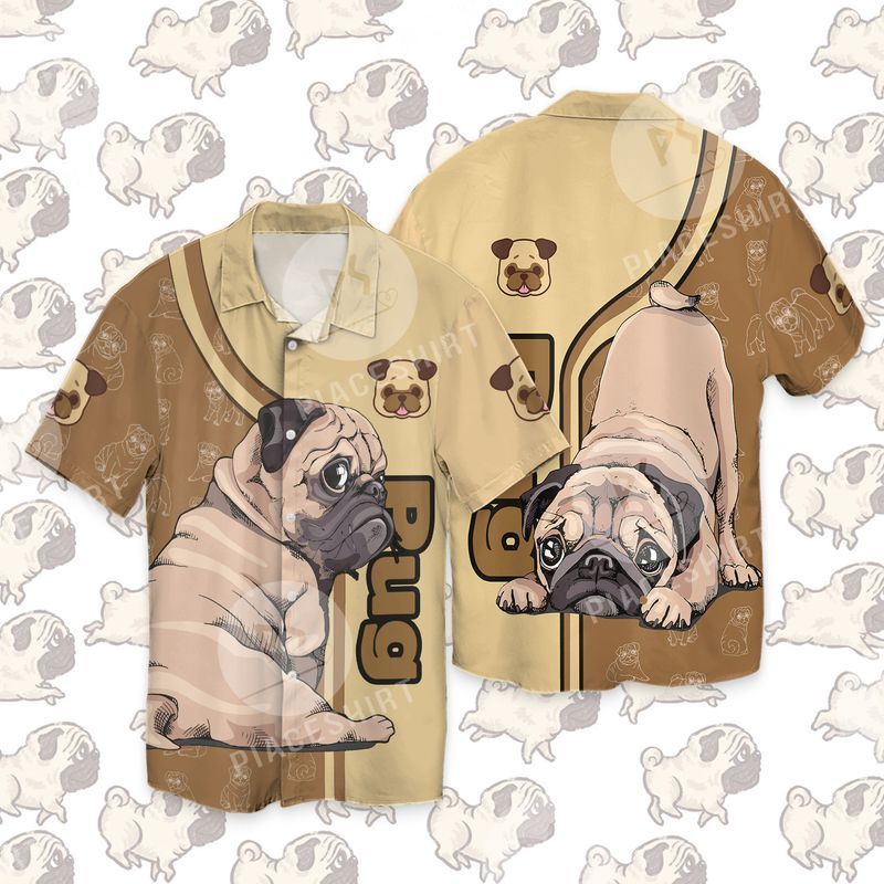 Love Pug Cute Puppy Trending For Dog Lovers Full Print Hawaii Shirt Ha90693