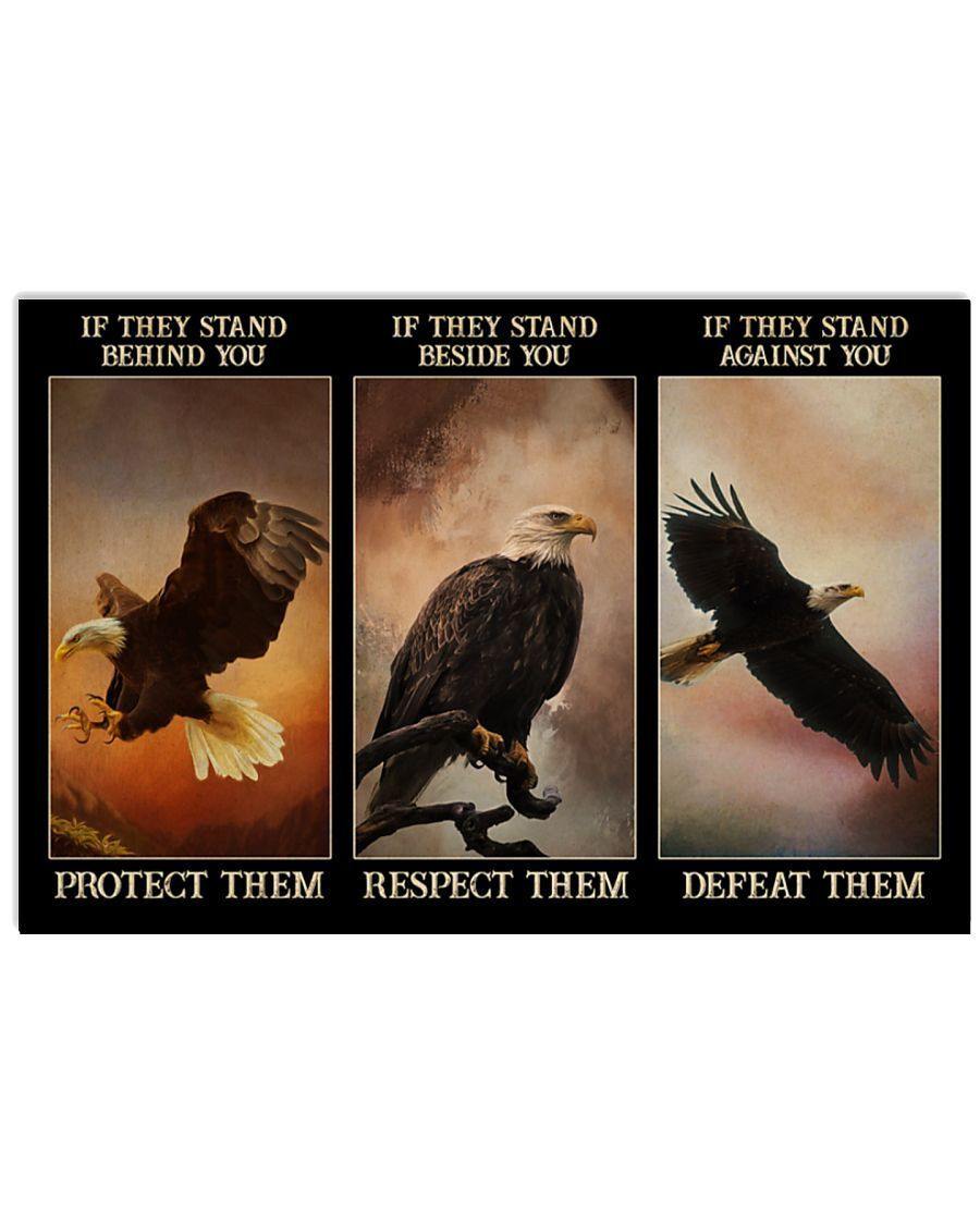 Bald Eagle If They Stand Behind You Protect Them – Best Idea Gift , Gift For Home Decor, Gift For Family – Horizontal Canvas Matte Canvas Wall Art